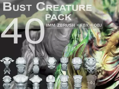 40 Creature Bust  Zbrush IMM Pack 3D model