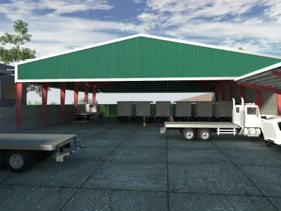 Innovative Warehouse Low-poly 3D model