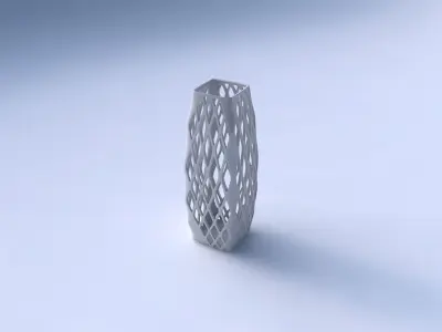 Vase rectangle with diagonal grid lattice 3 3D print model