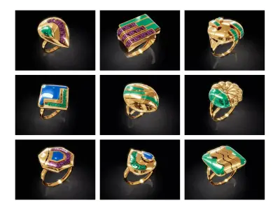 Turkish Enamel Rings Lightweight  Jewelry CAD STL  3DM 3D print model