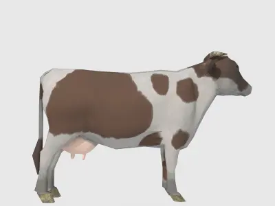  brown and white cow Low-poly 3D model