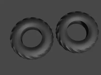 tractor tires Low-poly 3D model