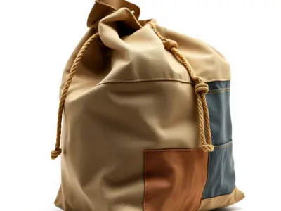 Canvas Drawstring Bag D Model Pack Low-poly 3D model