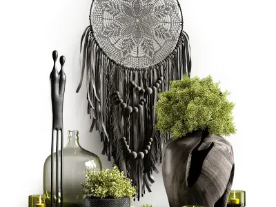 Decorative set in dark colors 3D model