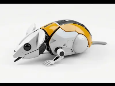 Futuristic Robotic Mouse Model with Modular Design Low-poly 3D model
