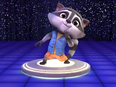 Cute 3d Racoon Model Lowpoly  Low-poly 3D model