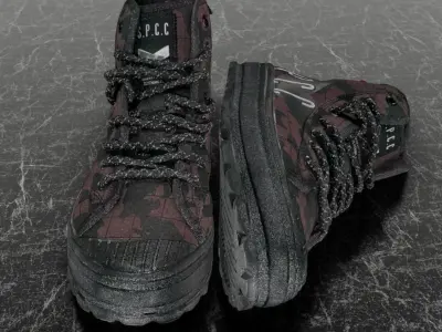 SSPC CAMOUFLAGE 3D SHOES - RED Low-poly 3D model