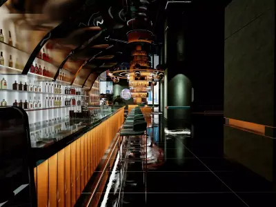 Modern Luxury Bar Interior 3D Model Low-poly 3D model