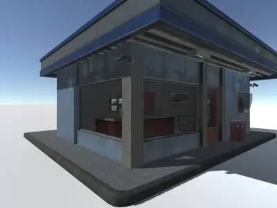 Gas Station Low-poly 3D model
