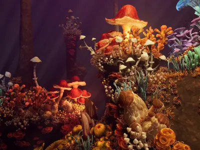 Fantasy cave plants Low-poly 3D model