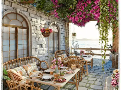 Breakfast Saloon Blender Scene 3D model