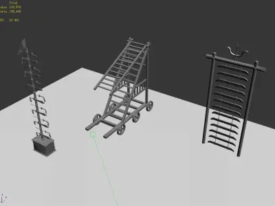 Game Siege weapons - knife ladder - ladder truck 3D model