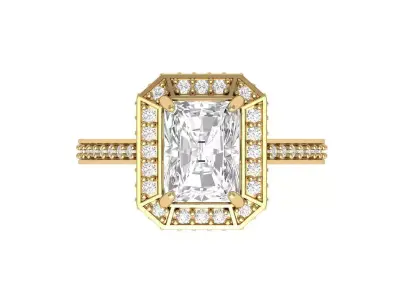 Emerald Art Deco Ring 3D print model