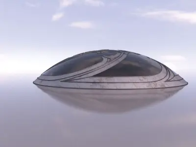 Dome with hexagonal pattern glass and steel structure Low-poly 3D model