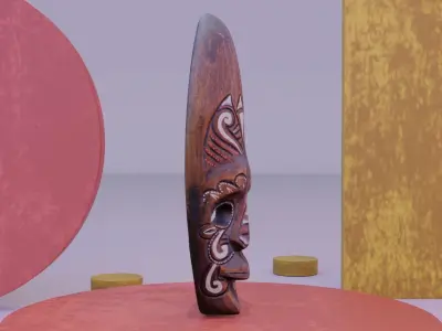 Decorative African wall Mask 10 Low-poly 3D model