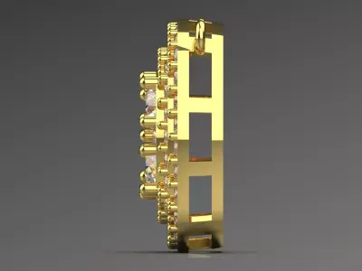Yellow Gold Diamond STL Pendant with Square Design Model jp0298 3D print model