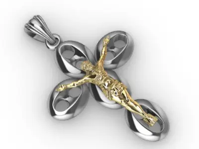 Puffed Gucci Link Jesus Crucifix Cross Pendant 3D print model