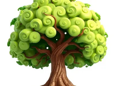 Curly Tree Cartoon Style D Model Pack Low-poly 3D model