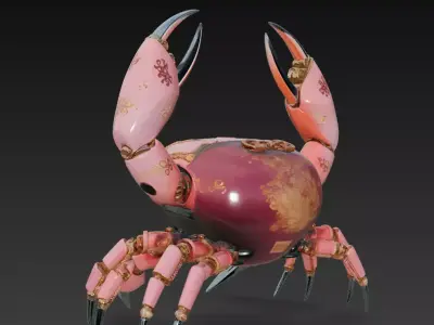 Royal Mecha Crab - Couture Robotic Sculpture 3D Model 3D print model