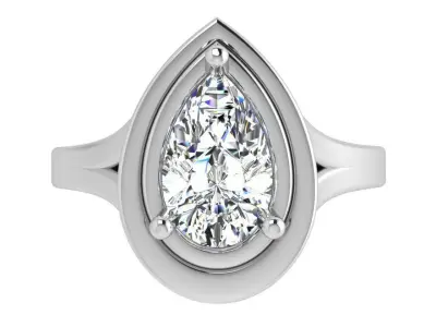 Pear Solitaire Ring 3864 3D print model