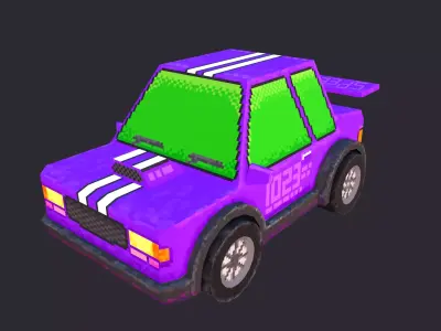 Low Poly Cartoon Race Car 3D model