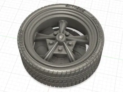 Torq Thrust Wheels with Tires and Brakes for 3D Print 3D print model