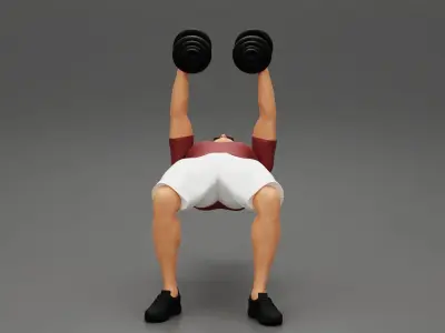 Muscular working out in gym doing exercises with dumbbell chest 3D print model