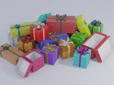 Ultimate Christmas Present set 4K and 2K Low-poly 3D model