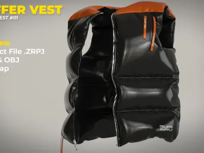 Modern Puffer Vest - Marvelous Designer Clo3D Project 3D model