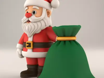 Cute Cartoon Santa Claus 3D Print Christmas Decor STL 3D print model