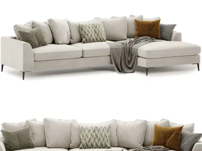 Meridian large chaise sofa 3D model
