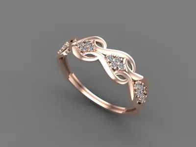 Women Ring Diamond Stone STL 3DM Lightweight Printable 3D print model 24