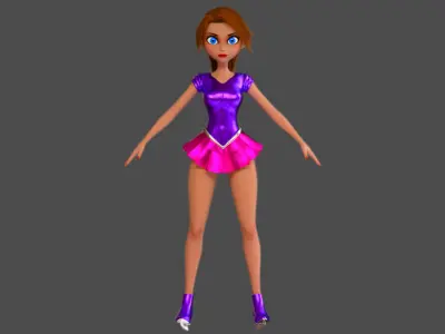 Cartoon Figure Skater Girl Low-poly 3D model