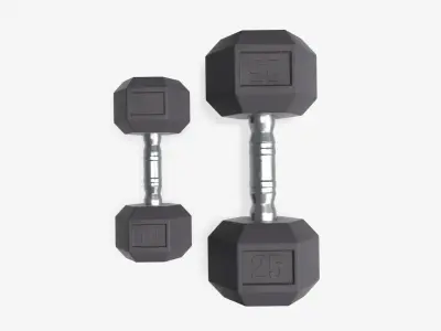 Hexagonal dumbbells rubberized 01 3D model
