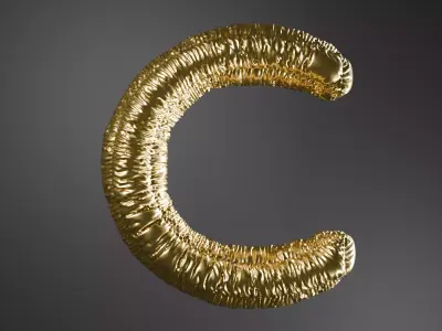Realistic 3D Model OF Balloon C Alphabet in Gold 3D model