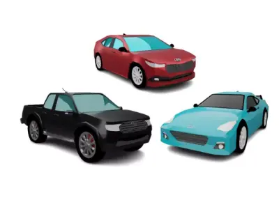 3 Cars Pack Low-poly 3D model
