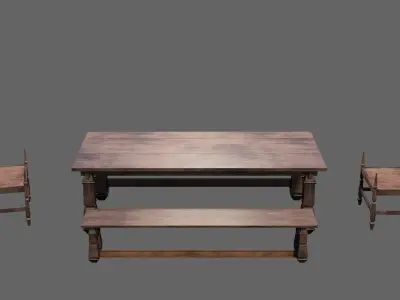 PBR WOOD FURNITURES - Collection 02  - 4K Textures Game Ready Low-poly 3D model