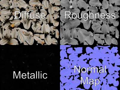 Metallic Flower Sculpture Model Pack Low-poly 3D model