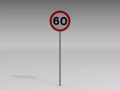 60 speed limit sign 3D model
