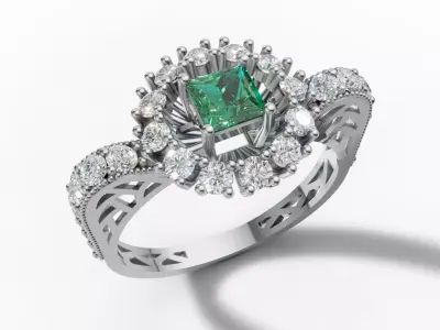 Princess Starburst Cluster Gem Ring stl 3dm  3D print model