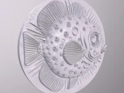 Box Fish 1 basrelief for 3D printing 3D print model