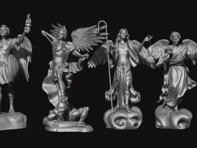 The Four Archangels - CNC Rounting - Wood - Stone - Metal  3D print model
