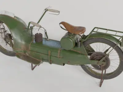 1921 Ner-a-car classic bike green PBR textured model 3D model