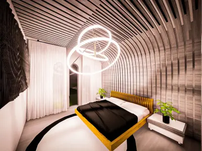 Interior bedroom Low-poly 3D model