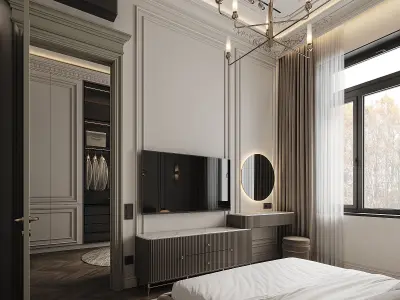 Neo-classical Bedroom en-suite with Wardrobe 3D model