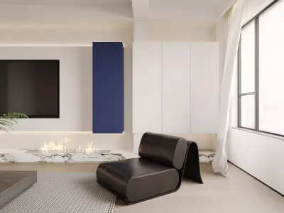 Modern living room dining room interior scenes 439 3D model