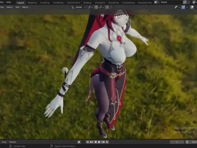 Thicc Genshin impact Rosaria character Low-poly 3D model