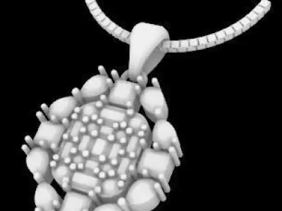 Diamond Pendant 3D model Texture 3D print model