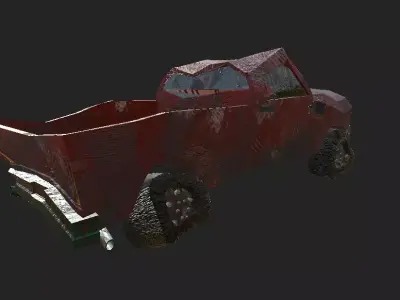 Wrecked Pickup Truck Dirty and Bloody Version Low-poly 3D model