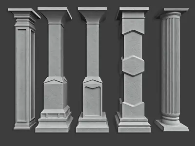 20 Column Base Mesh with UV 3D model